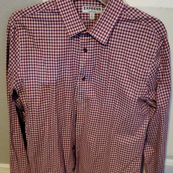 express extra slim dress shirt EXPRESS Mens Performance Dress Shirt Extra Slim Checker Print  Wrinkle-Resistant